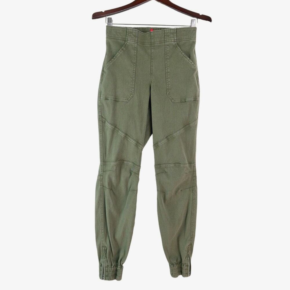 Spanx Size S Stretch Twill Cargo Jogger Pants Darkened Olive Green